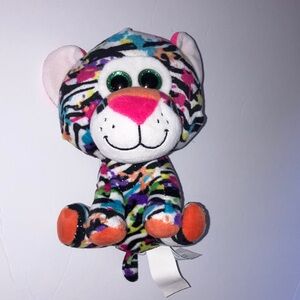 Tiger Stuffed Animal with Big Eyes and‎  Colorful Graffiti Splatters